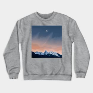 Blue and Peach Minimalistic Mountain Sunset Digital Illustration Crewneck Sweatshirt